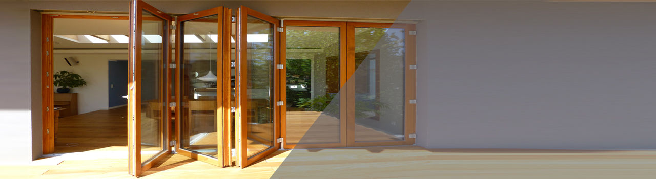 Terrassen-Falttür Terrassentür aus Holz faltbar